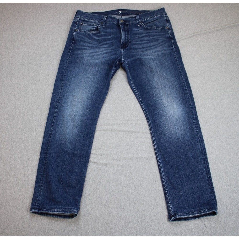7 For All Mankind Jeans Mens 36 Blue Cotton Blend Stretch Straight Leg